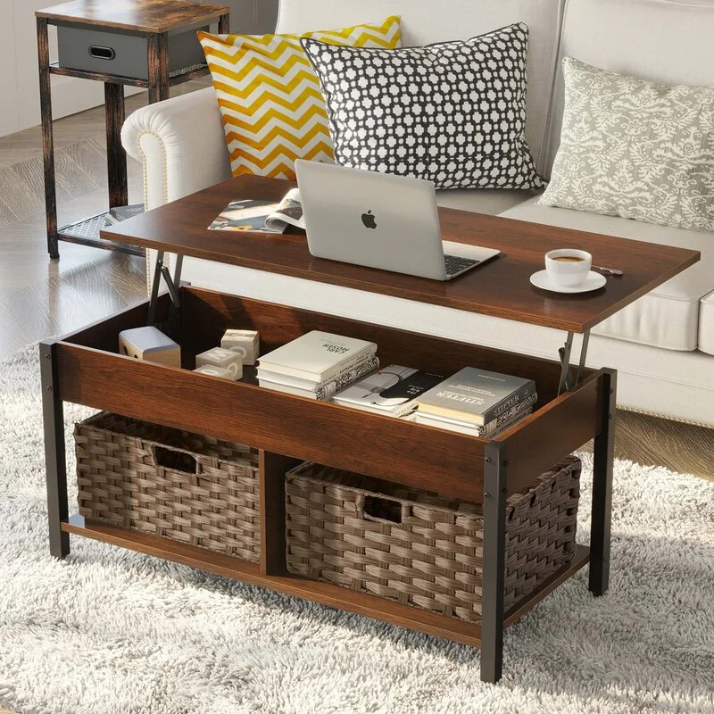 3 in 1 Multi-Function Lift Top Coffee Table with Storage for Living Room Small Coffee Table for Dining Reception