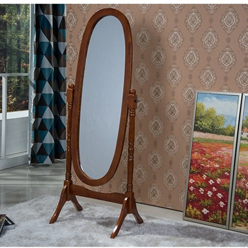 High-End Retro Mirror Floor Full-Length Mirror Solid Wood Mirror Vanity Mirror