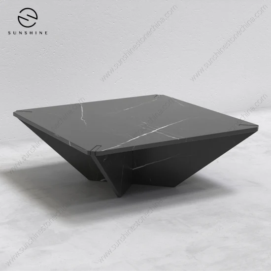 Móveis para Sala de Estar Nero Marquina Mármore Preto Mesa de Centro Quadrada Hotel Garden