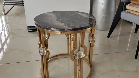 Móveis para casa Sala de estar Restaurante Mesa de centro Metal dourado Mobília moderna Sofá Mesa lateral de canto