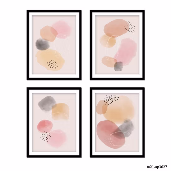 Pacote com 4 pôsteres decorativos de linha minimalista com arte em tela emoldurada com imagem