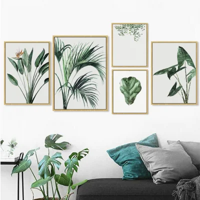 Pôsteres estéticos de plantas botânicas modernas pintura minimalista arte de parede emoldurada para decoração de quartos