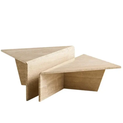 Conjunto de móveis para sala de estar Newstar, dois triângulos altos e baixos, mesa de centro moderna de pedra, mármore travertino, mesa de centro